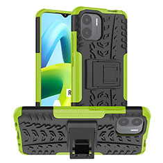 Funda Bumper Silicona y Plastico Mate Carcasa con Soporte JX1 para Xiaomi Redmi A1 Verde