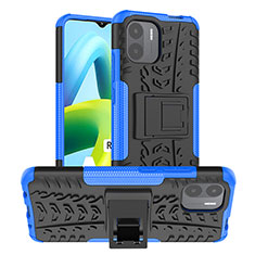 Funda Bumper Silicona y Plastico Mate Carcasa con Soporte JX1 para Xiaomi Redmi A2 Azul