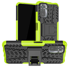 Funda Bumper Silicona y Plastico Mate Carcasa con Soporte JX1 para Xiaomi Redmi Note 10 4G Verde
