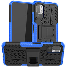Funda Bumper Silicona y Plastico Mate Carcasa con Soporte JX1 para Xiaomi Redmi Note 10 5G Azul