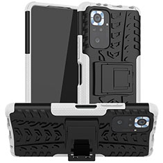 Funda Bumper Silicona y Plastico Mate Carcasa con Soporte JX1 para Xiaomi Redmi Note 10 Pro 4G Plata