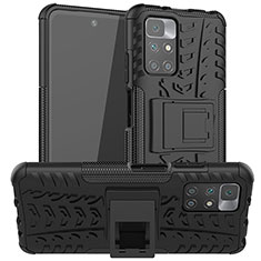 Funda Bumper Silicona y Plastico Mate Carcasa con Soporte JX1 para Xiaomi Redmi Note 11 4G (2021) Negro