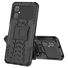 Funda Bumper Silicona y Plastico Mate Carcasa con Soporte JX1 para Xiaomi Redmi Note 11R 5G Negro