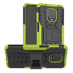 Funda Bumper Silicona y Plastico Mate Carcasa con Soporte JX1 para Xiaomi Redmi Note 9 Pro Verde