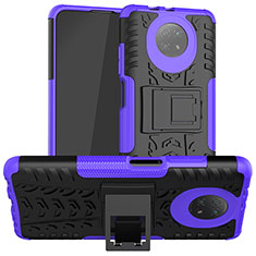Funda Bumper Silicona y Plastico Mate Carcasa con Soporte JX1 para Xiaomi Redmi Note 9T 5G Morado