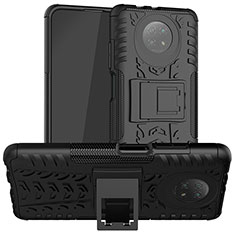 Funda Bumper Silicona y Plastico Mate Carcasa con Soporte JX1 para Xiaomi Redmi Note 9T 5G Negro