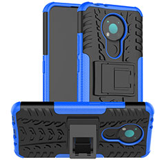 Funda Bumper Silicona y Plastico Mate Carcasa con Soporte JX2 para Nokia 3.4 Azul