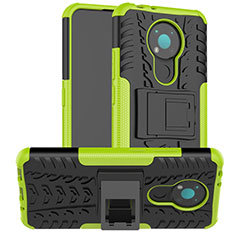 Funda Bumper Silicona y Plastico Mate Carcasa con Soporte JX2 para Nokia 3.4 Verde