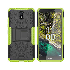 Funda Bumper Silicona y Plastico Mate Carcasa con Soporte JX2 para Nokia C100 Verde