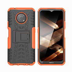 Funda Bumper Silicona y Plastico Mate Carcasa con Soporte JX2 para Nokia G300 5G Naranja