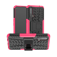 Funda Bumper Silicona y Plastico Mate Carcasa con Soporte JX2 para OnePlus Nord CE 5G Rosa Roja