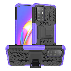 Funda Bumper Silicona y Plastico Mate Carcasa con Soporte JX2 para Oppo F19 Pro+ Plus 5G Morado