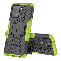 Funda Bumper Silicona y Plastico Mate Carcasa con Soporte JX2 para Oppo F19 Pro Verde