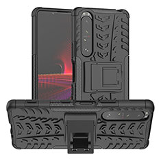 Funda Bumper Silicona y Plastico Mate Carcasa con Soporte JX2 para Sony Xperia 1 III Negro