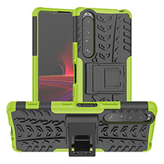 Funda Bumper Silicona y Plastico Mate Carcasa con Soporte JX2 para Sony Xperia 1 III Verde