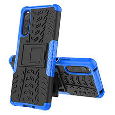 Funda Bumper Silicona y Plastico Mate Carcasa con Soporte JX2 para Sony Xperia 10 V Azul