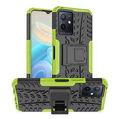 Funda Bumper Silicona y Plastico Mate Carcasa con Soporte JX2 para Vivo Y55s 5G Verde