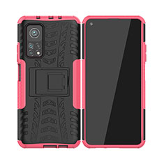 Funda Bumper Silicona y Plastico Mate Carcasa con Soporte JX2 para Xiaomi Mi 10T 5G Rosa Roja