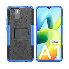 Funda Bumper Silicona y Plastico Mate Carcasa con Soporte JX2 para Xiaomi Redmi A1 Azul