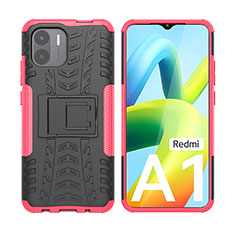 Funda Bumper Silicona y Plastico Mate Carcasa con Soporte JX2 para Xiaomi Redmi A1 Rosa Roja