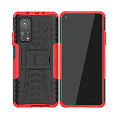 Funda Bumper Silicona y Plastico Mate Carcasa con Soporte JX2 para Xiaomi Redmi K30S 5G Rojo