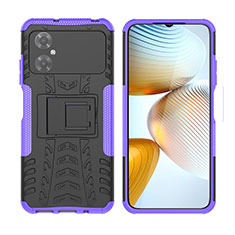 Funda Bumper Silicona y Plastico Mate Carcasa con Soporte JX2 para Xiaomi Redmi Note 11R 5G Morado