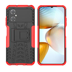 Funda Bumper Silicona y Plastico Mate Carcasa con Soporte JX2 para Xiaomi Redmi Note 11R 5G Rojo