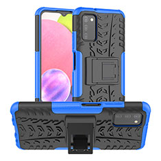 Funda Bumper Silicona y Plastico Mate Carcasa con Soporte JX3 para Samsung Galaxy A02s Azul