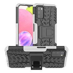 Funda Bumper Silicona y Plastico Mate Carcasa con Soporte JX3 para Samsung Galaxy M02s Plata