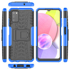 Funda Bumper Silicona y Plastico Mate Carcasa con Soporte JX5 para Samsung Galaxy A02s Azul