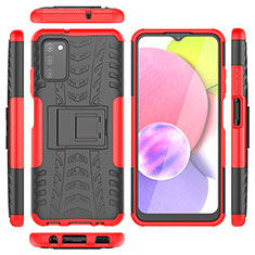 Funda Bumper Silicona y Plastico Mate Carcasa con Soporte JX5 para Samsung Galaxy A02s Rojo