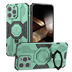 Funda Bumper Silicona y Plastico Mate Carcasa con Soporte K01C para Apple iPhone 14 Pro Max Verde