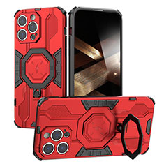 Funda Bumper Silicona y Plastico Mate Carcasa con Soporte K01C para Apple iPhone 14 Pro Rojo