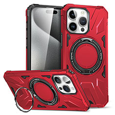 Funda Bumper Silicona y Plastico Mate Carcasa con Soporte K02C para Apple iPhone 15 Pro Max Rojo