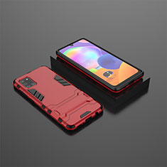 Funda Bumper Silicona y Plastico Mate Carcasa con Soporte KC1 para Samsung Galaxy A31 Rojo