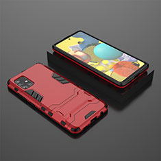 Funda Bumper Silicona y Plastico Mate Carcasa con Soporte KC1 para Samsung Galaxy A51 4G Rojo