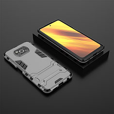 Funda Bumper Silicona y Plastico Mate Carcasa con Soporte KC1 para Xiaomi Poco X3 NFC Gris
