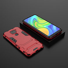 Funda Bumper Silicona y Plastico Mate Carcasa con Soporte KC1 para Xiaomi Redmi 10X 4G Rojo