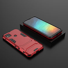 Funda Bumper Silicona y Plastico Mate Carcasa con Soporte KC1 para Xiaomi Redmi 9C NFC Rojo