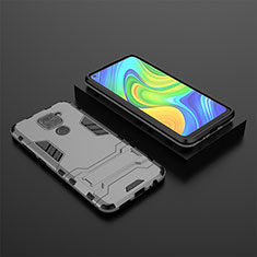 Funda Bumper Silicona y Plastico Mate Carcasa con Soporte KC1 para Xiaomi Redmi Note 9 Gris