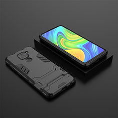 Funda Bumper Silicona y Plastico Mate Carcasa con Soporte KC1 para Xiaomi Redmi Note 9 Negro