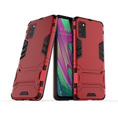 Funda Bumper Silicona y Plastico Mate Carcasa con Soporte KC2 para Samsung Galaxy A41 Rojo