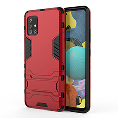 Funda Bumper Silicona y Plastico Mate Carcasa con Soporte KC2 para Samsung Galaxy A51 5G Rojo