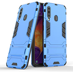 Funda Bumper Silicona y Plastico Mate Carcasa con Soporte KC2 para Samsung Galaxy A60 Azul Cielo