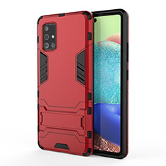 Funda Bumper Silicona y Plastico Mate Carcasa con Soporte KC2 para Samsung Galaxy A71 5G Rojo