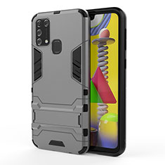 Funda Bumper Silicona y Plastico Mate Carcasa con Soporte KC2 para Samsung Galaxy M21s Gris