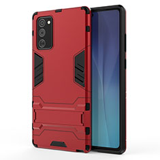 Funda Bumper Silicona y Plastico Mate Carcasa con Soporte KC2 para Samsung Galaxy Note 20 5G Rojo