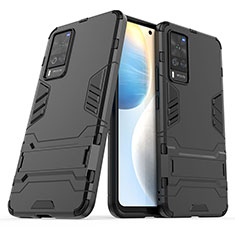 Funda Bumper Silicona y Plastico Mate Carcasa con Soporte KC2 para Vivo X60 Pro 5G Negro