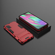 Funda Bumper Silicona y Plastico Mate Carcasa con Soporte KC3 para Samsung Galaxy A41 Rojo