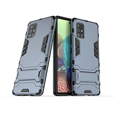 Funda Bumper Silicona y Plastico Mate Carcasa con Soporte KC3 para Samsung Galaxy A71 4G A715 Azul